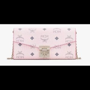 MCM Mini Powder Pink Wallet with chain